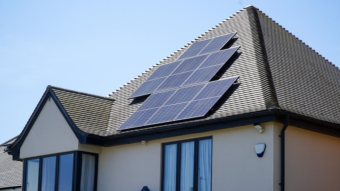 Services Solar panel systems on a house roof